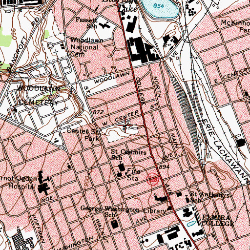 Topographic Map of Center Street Park, NY