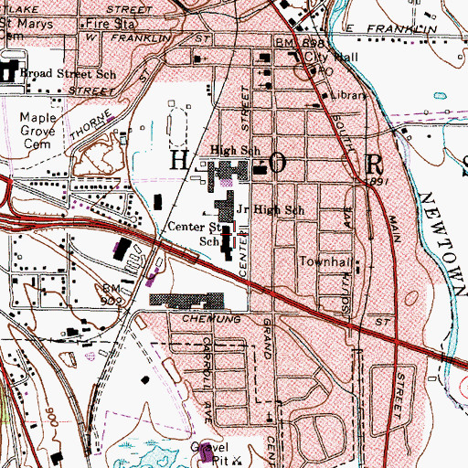 Topographic Map of Center Street School, NY