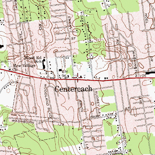 Topographic Map of Centereach, NY
