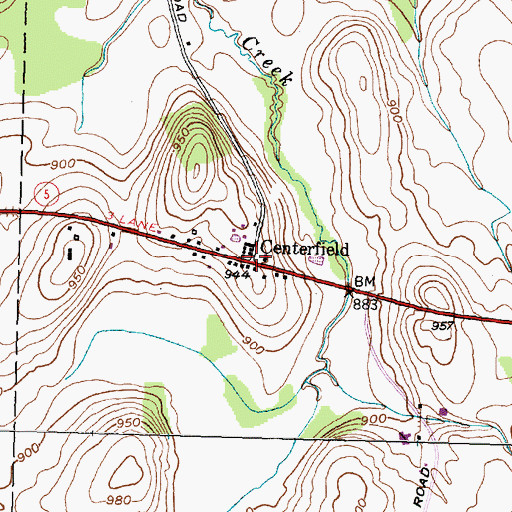 Topographic Map of Centerfield, NY