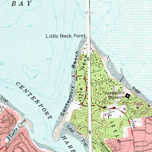 Topographic Map of Centerport Beach, NY