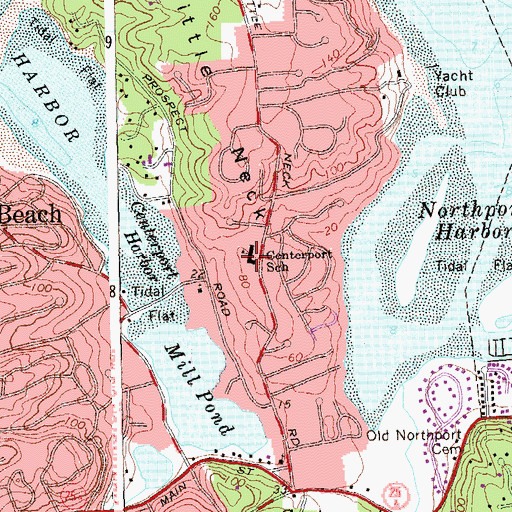 Topographic Map of Centerport School, NY