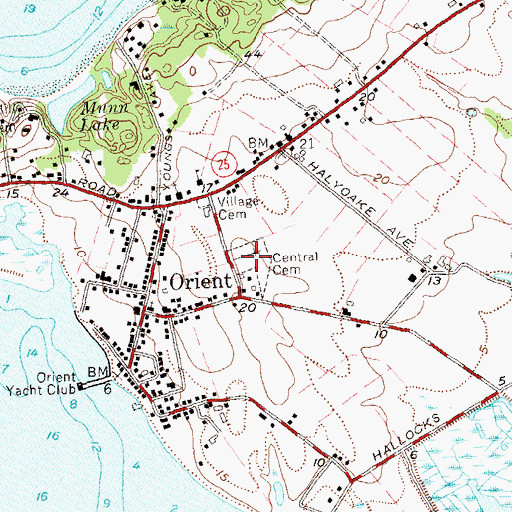 Topographic Map of Orient Central Cemetery, NY