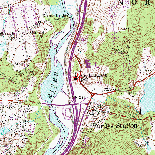 Topographic Map of Central High School, NY