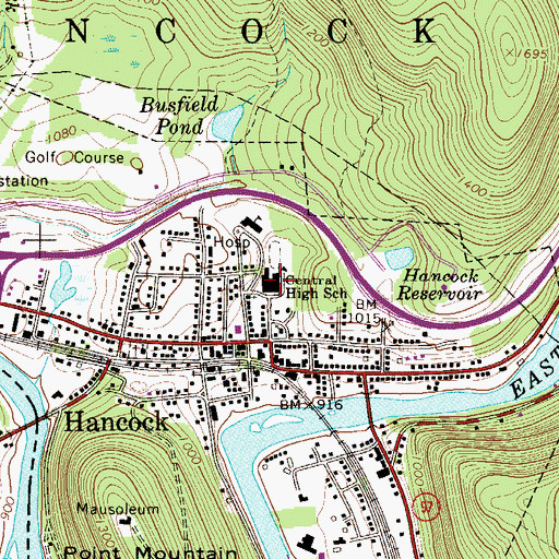 Topographic Map of Central High School, NY