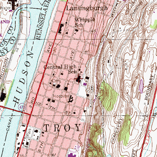 Topographic Map of Catholic Central High School, NY
