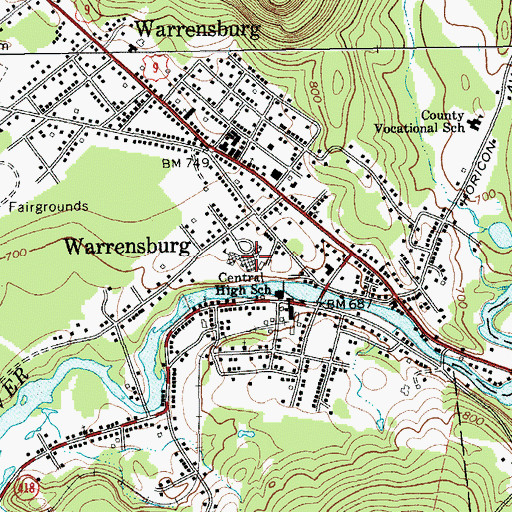 Topographic Map of Central High School, NY