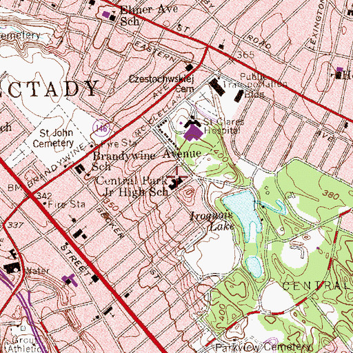 Topographic Map of Central Park Middle School, NY