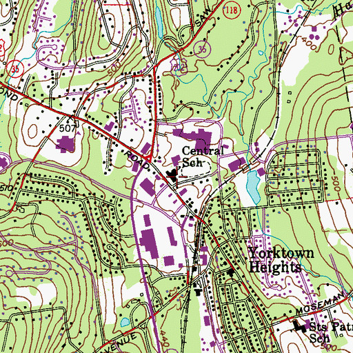 Topographic Map of Central School, NY