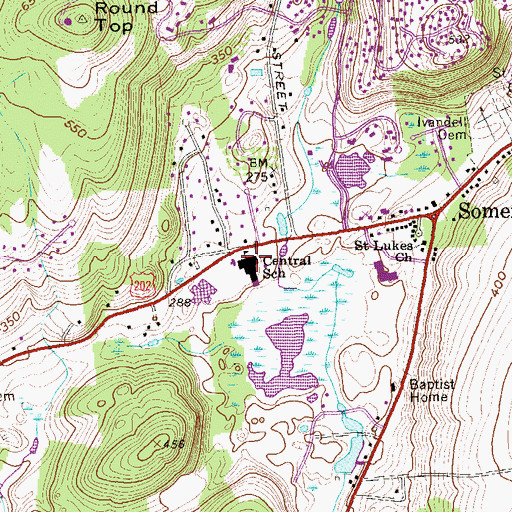 Topographic Map of Somers Middle School, NY