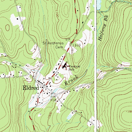 Topographic Map of Eldred Junior - Senior High School, NY