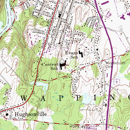 Topographic Map of Central School, NY