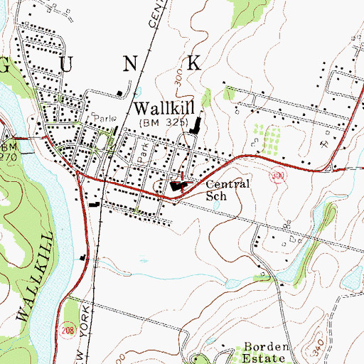 Topographic Map of John G Borden Middle School, NY