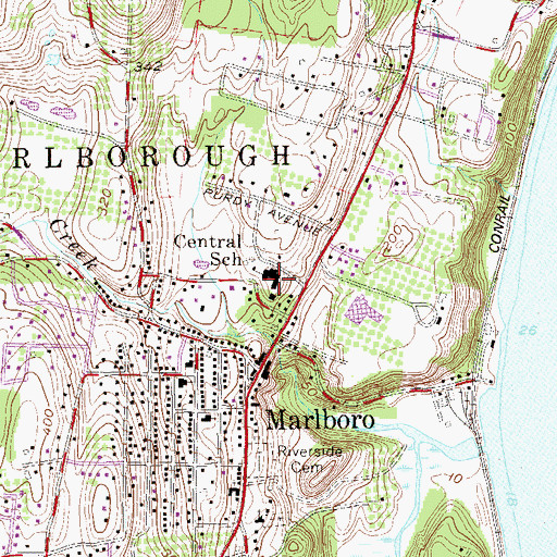 Topographic Map of Marlboro Middle School, NY