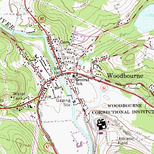 Topographic Map of Central School, NY