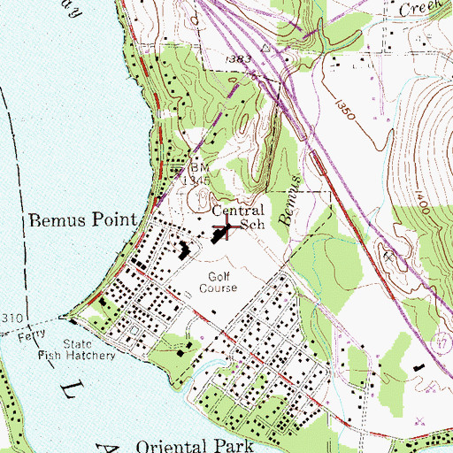 Topographic Map of Central School, NY