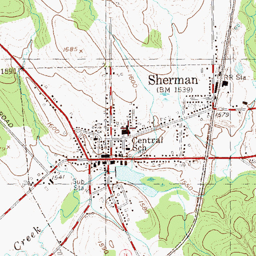 Topographic Map of Central School, NY