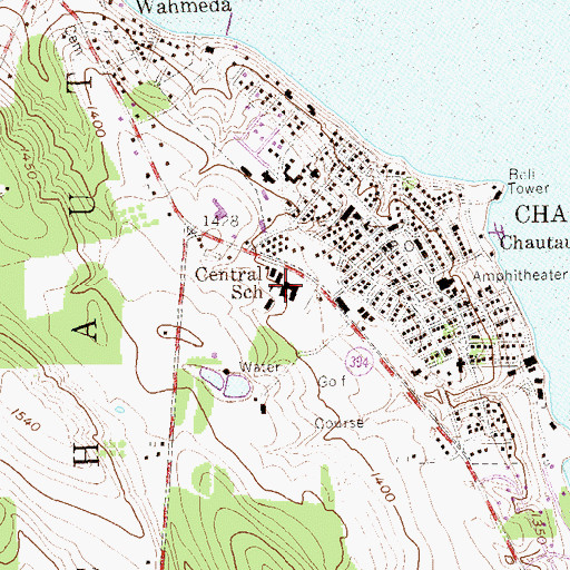 Topographic Map of Central School, NY