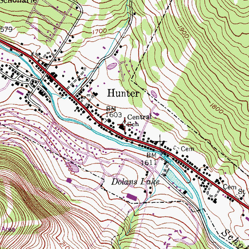 Topographic Map of Central School, NY