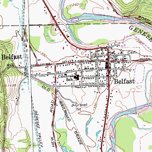 Topographic Map of Central School, NY