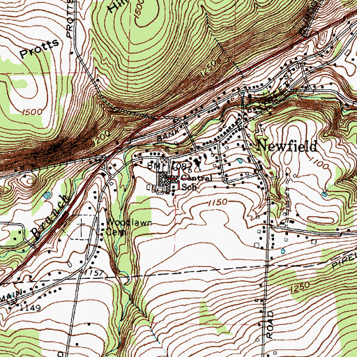 Topographic Map of Newfield Senior High School, NY