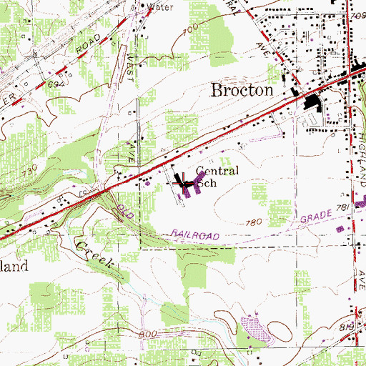 Topographic Map of Central School, NY