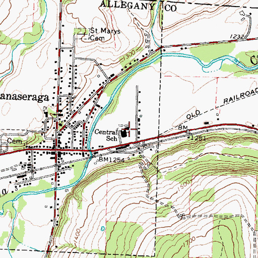 Topographic Map of Central School, NY