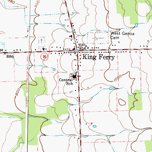 Topographic Map of Central School, NY