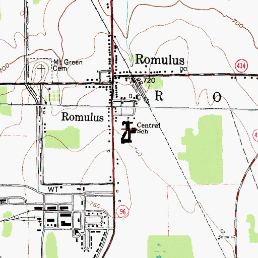 Topographic Map of Central School, NY