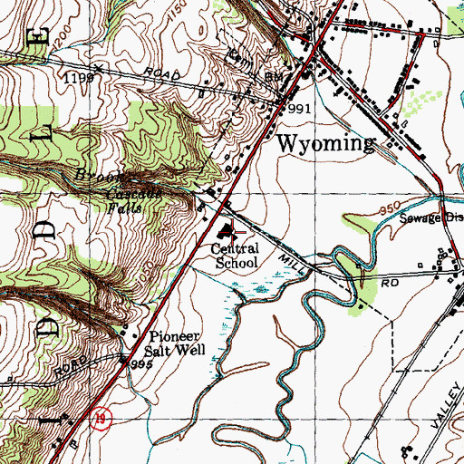 Topographic Map of Wyoming Central School, NY