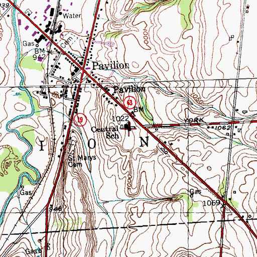 Topographic Map of Pavilion Junior - Senior High School, NY