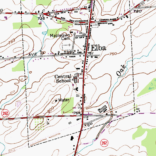 Topographic Map of Central School, NY