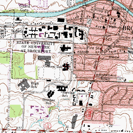 Topographic Map of A D Oliver Middle School, NY