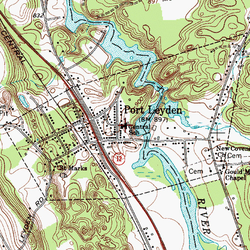 Topographic Map of Central School, NY