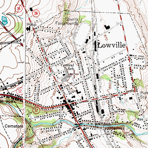 Topographic Map of Central School, NY