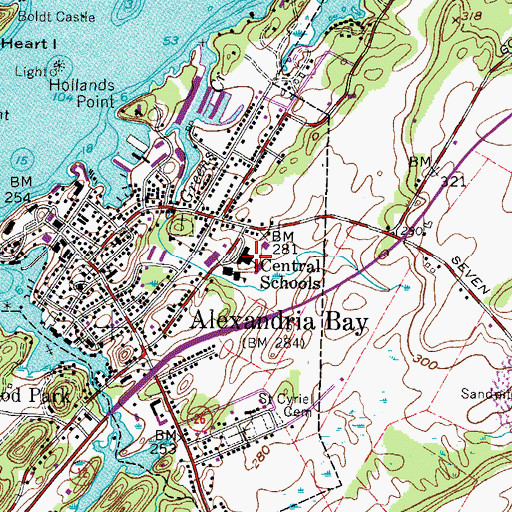 Topographic Map of Central Schools, NY