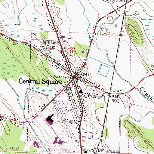 Topographic Map of Central Square, NY