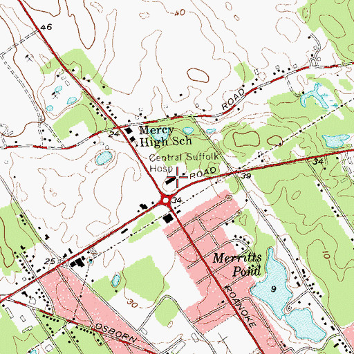 Topographic Map of Peconic Bay Medical Center, NY