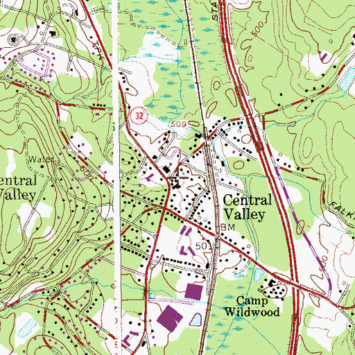 Topographic Map of Central Valley, NY