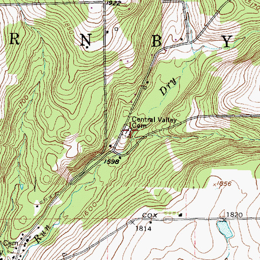 Topographic Map of Central Valley Cemetery, NY
