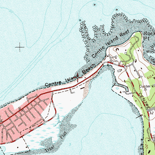 Topographic Map of Centre Island Beach, NY