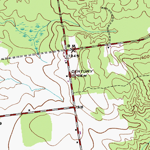 Topographic Map of Century Cemetery, NY