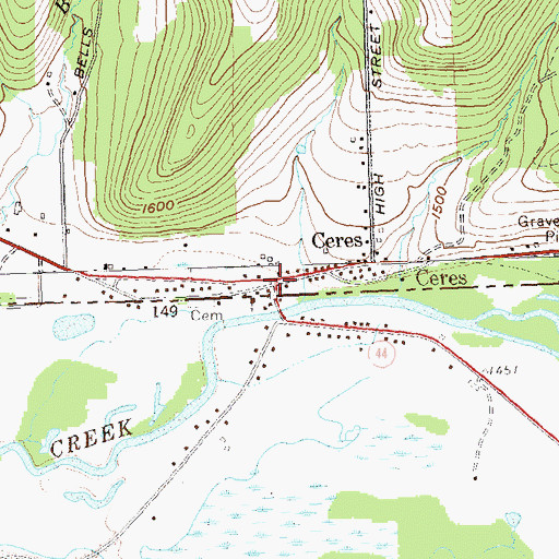 Topographic Map of Ceres, NY