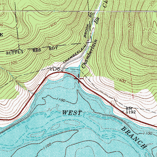 Topographic Map of Chamberlain Brook, NY