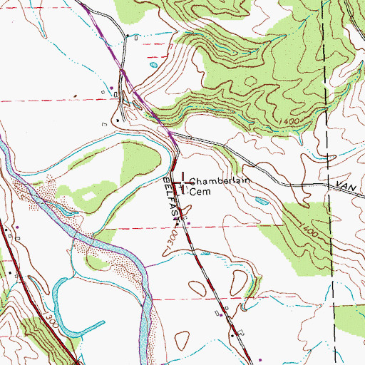 Topographic Map of Chamberlain Cemetery, NY