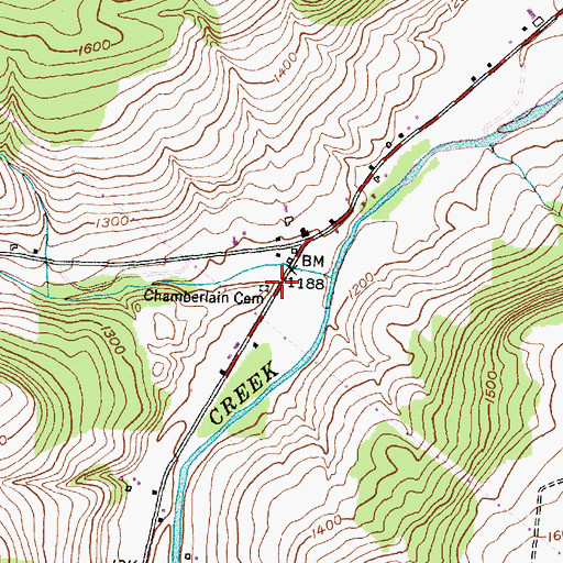 Topographic Map of Chamberlain Cemetery, NY