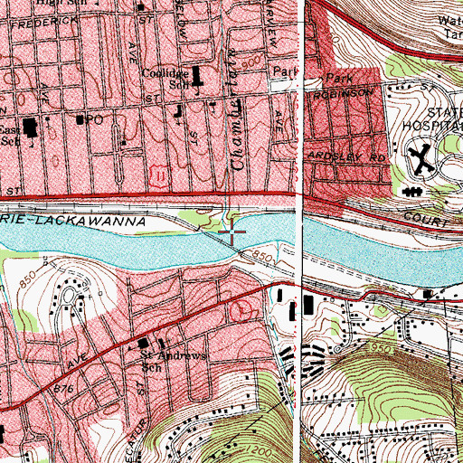 Topographic Map of Chamberlain Creek, NY