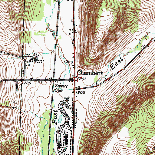 Topographic Map of Chambers, NY