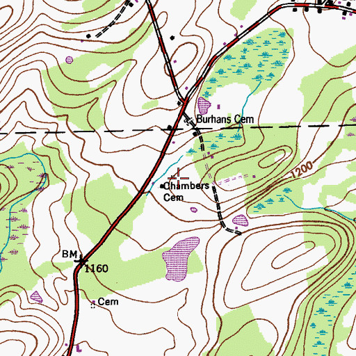 Topographic Map of Chambers Cemetery, NY