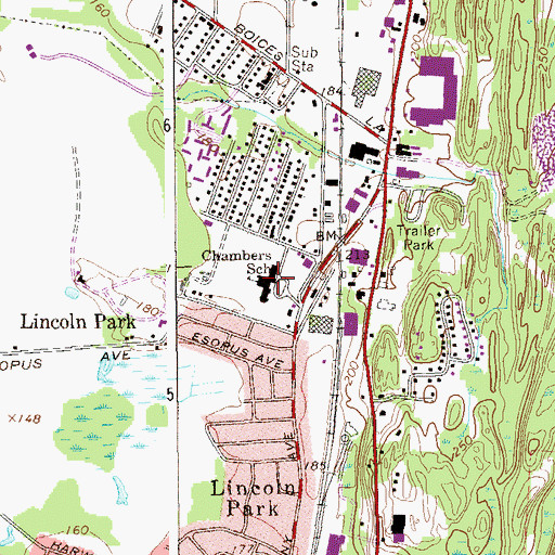 Topographic Map of Chambers Elementary School, NY